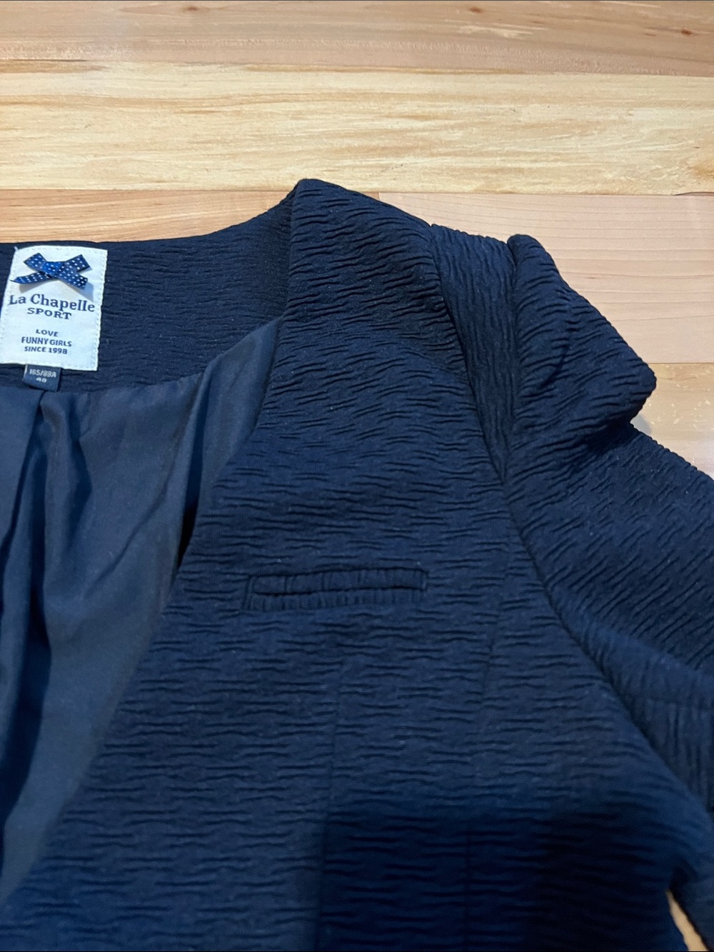 Double-Breasted Navy Textured Blazer with Silver Buttons - Picture 12 of 14